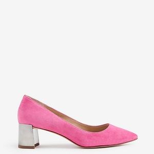 Ann Taylor Bette Suede Block Heel Pumps Pink